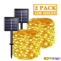 Guirxiété lumineuse solaire à LED pour extérieur, lumières dégradées, décorations de Noël, maison, rue, guirxiété, vacances, fête, 40m, 10m, 5m