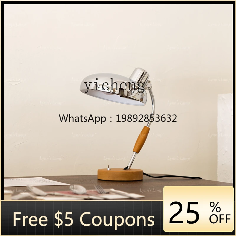 

Solid Wood Working Desk Table Lamp Bedside RETRO Study Mid-Ancient Decoration B & B MCM Reading Lamp