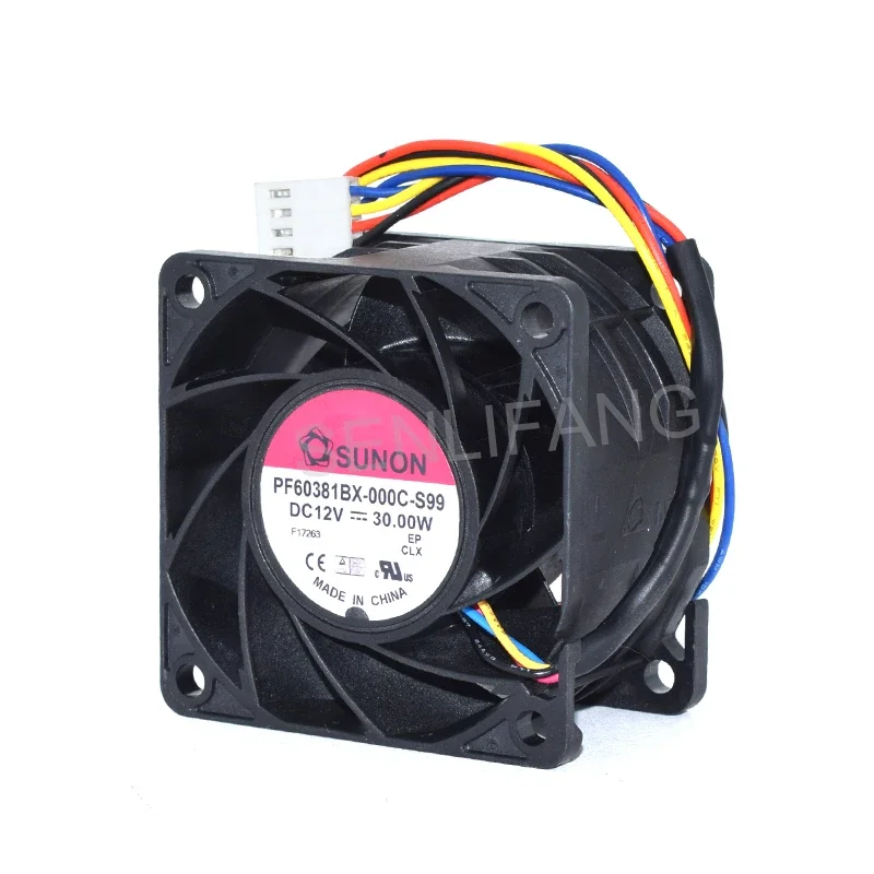 

New For SUNON PF60381BX-000C-S99 DC12V 30W 60*60*38mm Four Lines Square Cooling Fan