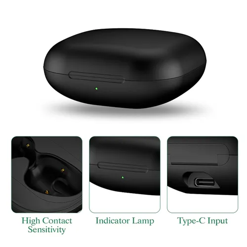 Estación de carga de auriculares, estuche de carga inalámbrico apto para Fit Pro, batería integrada de 700mAh, estuche para auriculares portátil, estuche para auriculares negro