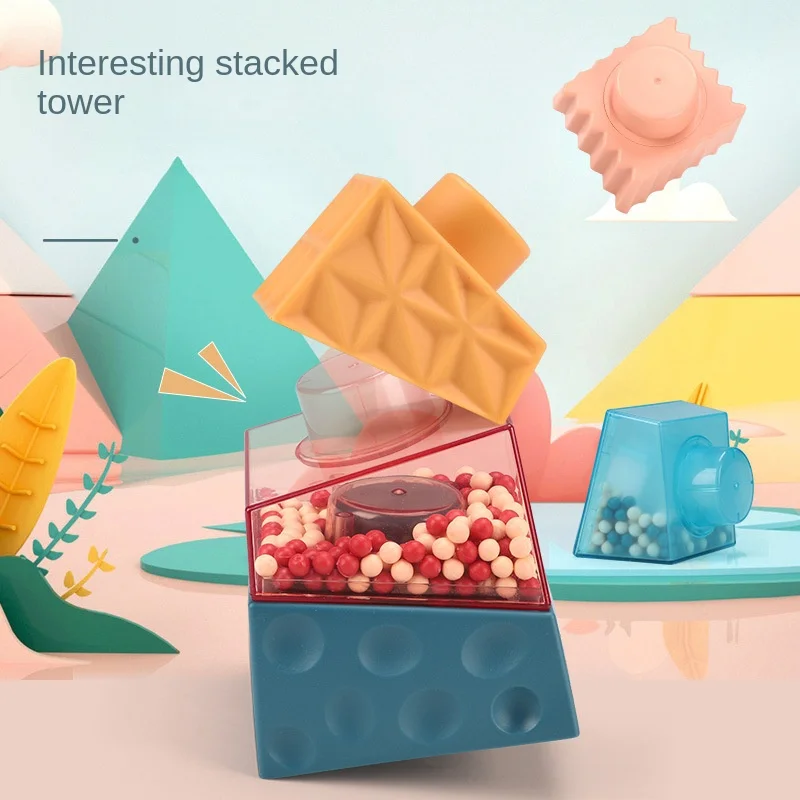 Cubes Montessori en Silicone pour Bébé, Jouet Sensoriel pour Nouveau-Né de 0 à 12 Mois