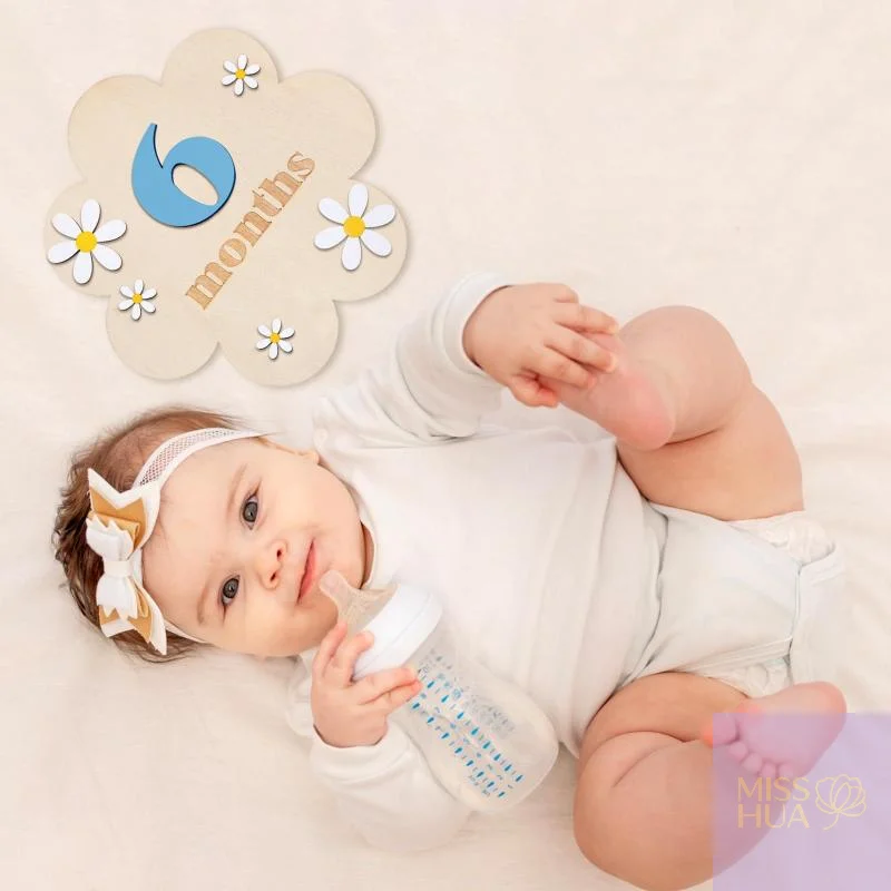 HUA HUA Wooden Baby Monthly Milestone Cards Flowers Double Sides Number Month Girls Boys Newborn Photography Props Accessories