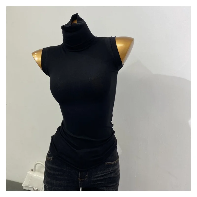 Comfortable High Ne Svel Women's Base irt Micro Transparent Slim Fit Sexy T-irt New 2025 Inner Wear Top