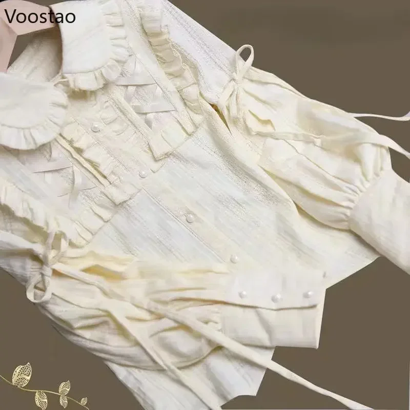 여성용 빈티지 고딕 셔츠, 우아한 로리타 스타일, Gigot 슬리브 블라우스, 빅토리아 스타일, 스위트 러플, 카와이 상의, Mujer