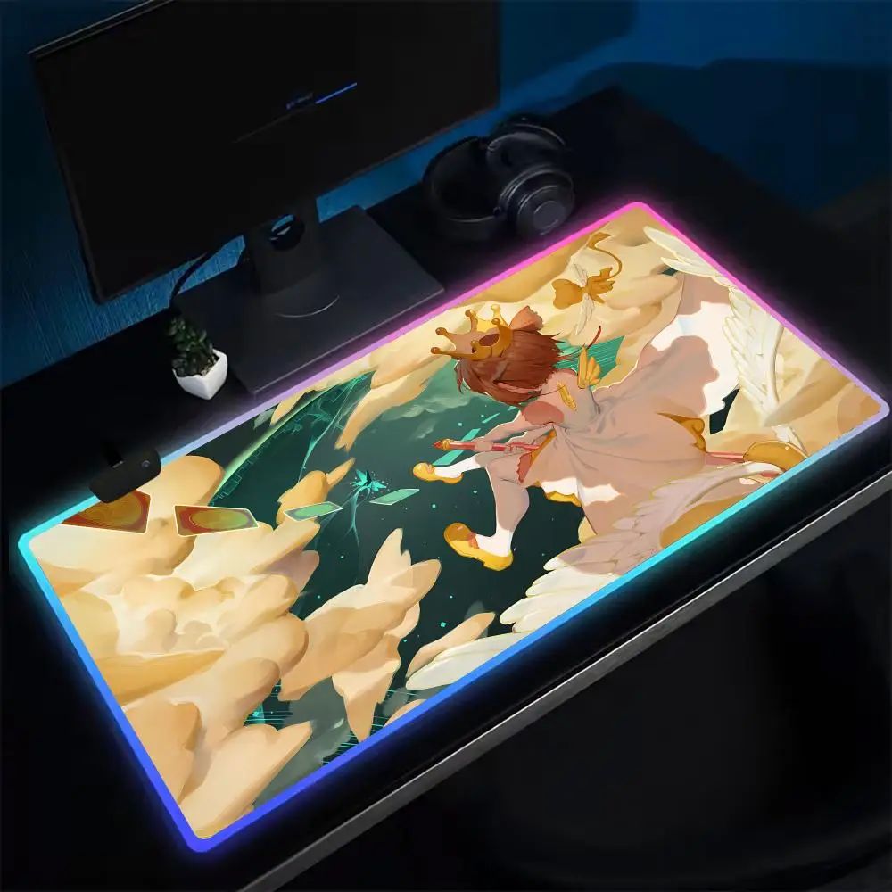 

Cardcaptor Sakura Mouse Pad Anime Gaming Mouse Pad LED Table Pads Backlit Rubber Desktop XXL RGB Desk Mats