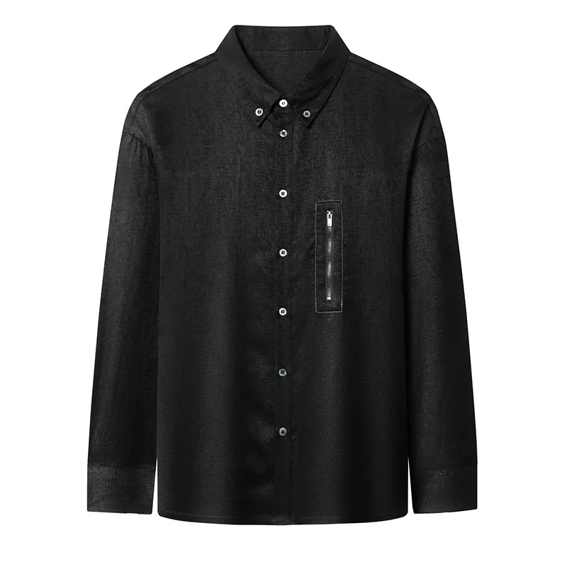 Trendy Long Sleeve Shirt Men's Trend Casual Silk Shirt Spring Autumn Top