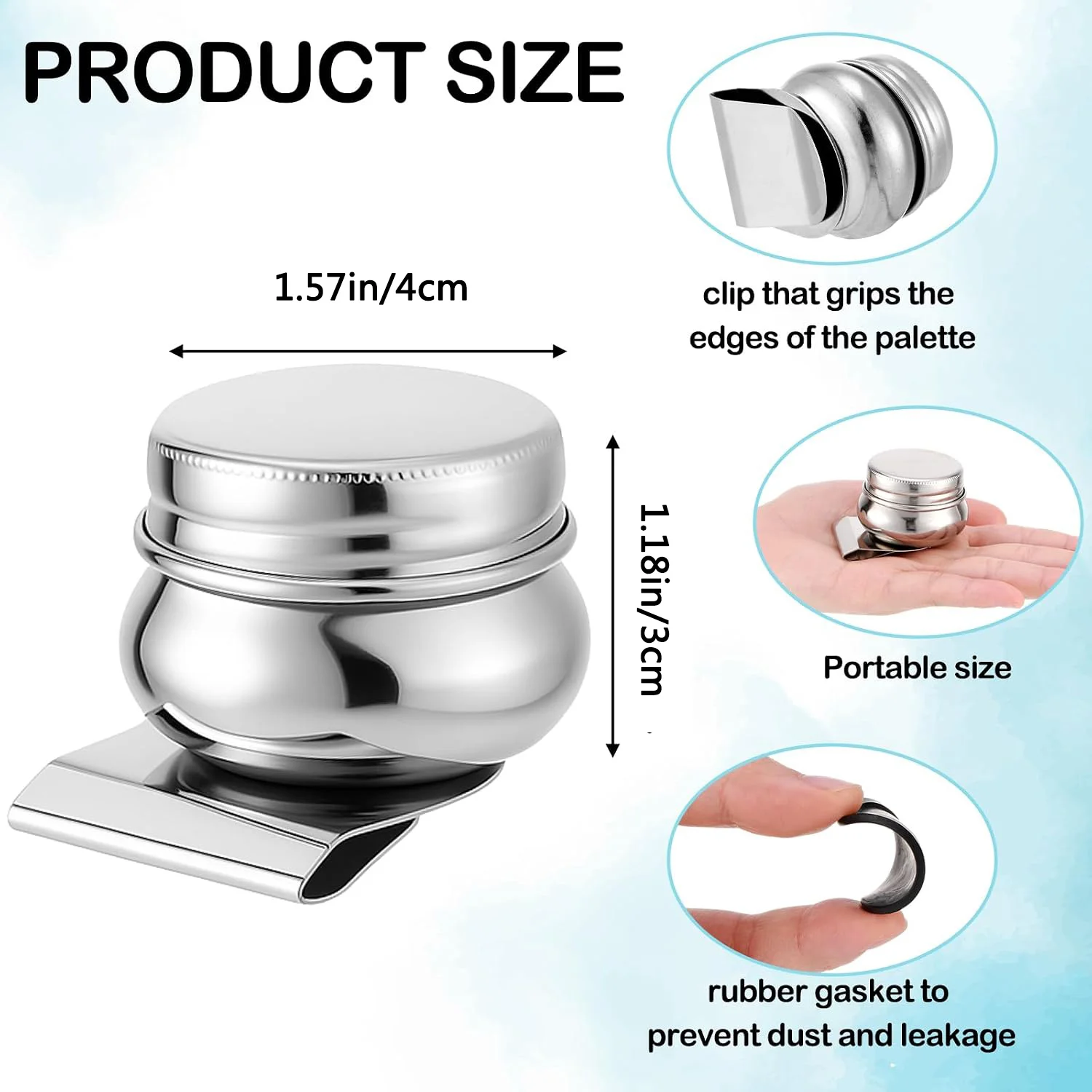 Stainless‑Steel Wide‑Mouth Paint Mixing Cup with Lid, Leak‑Proof Sealed Palette Jar, Painting Supplies