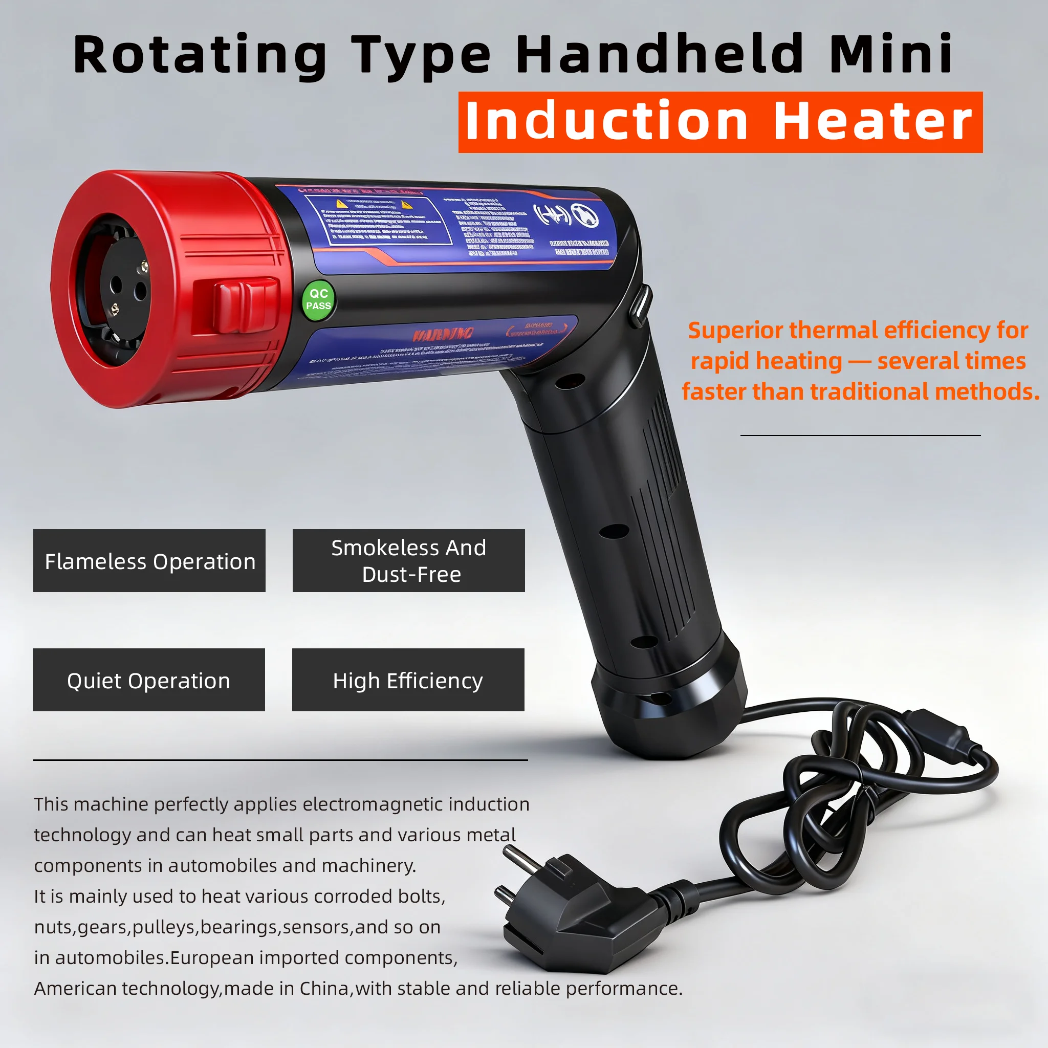 1700W Mini Flameless Magnetic Induction Heaters 110V/220V Car Bolt Remover Repair Tools with 4 Coils