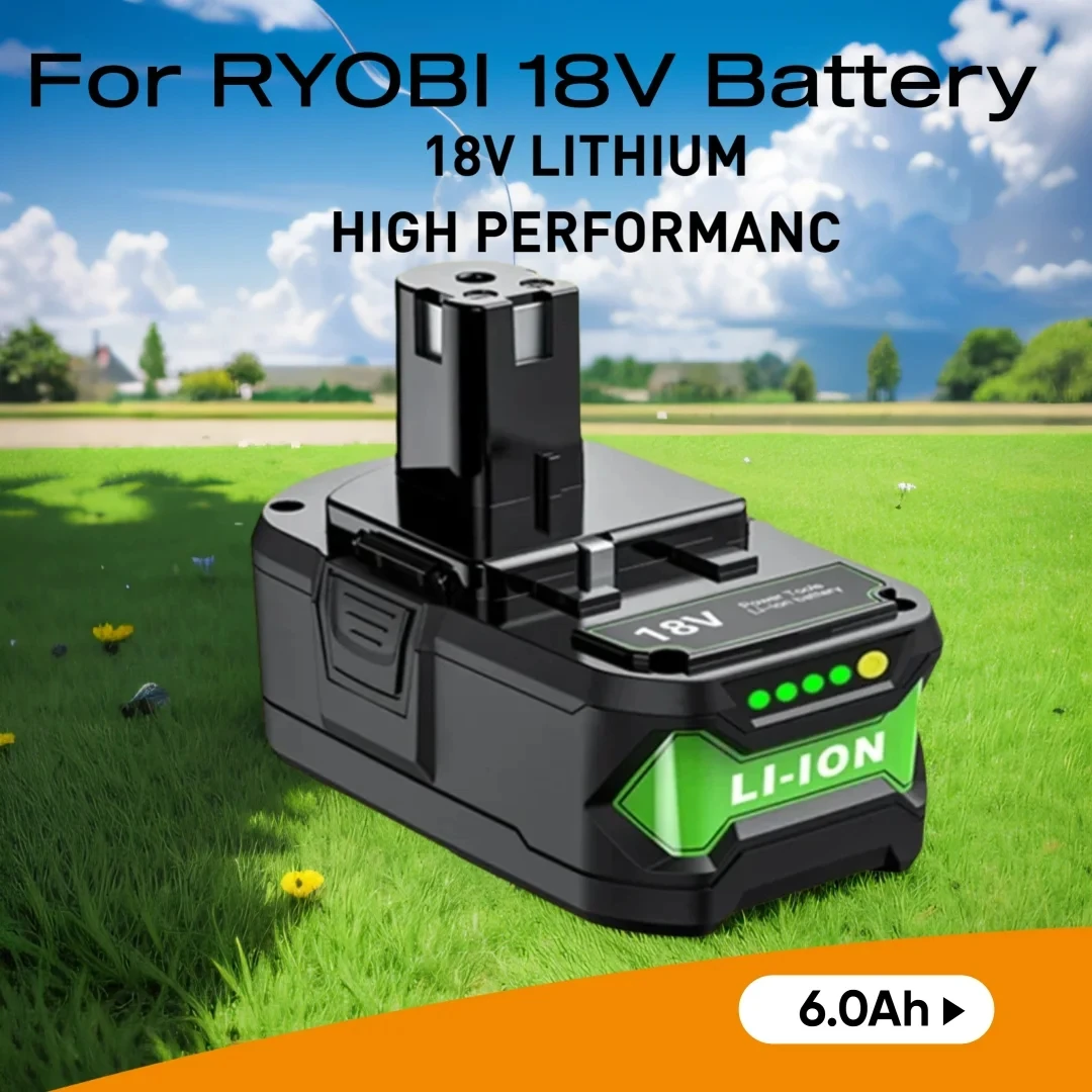 

6Ah For Ryobi P108 P107 P108 RB18L50 RB18L20 Power Tool Rechargeable Battery For RYOBI 18V One+Plu Lithium-Ion Replacement model