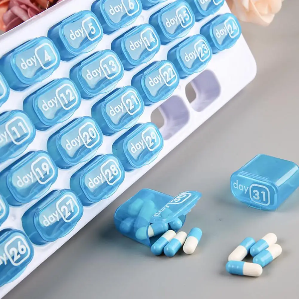 Pill Seal Box Compartment Tablets Storage Boxes Good Sealing Pillbox Dispenser 31-Grids Keyboard Pill Box Tablets Splitter Case