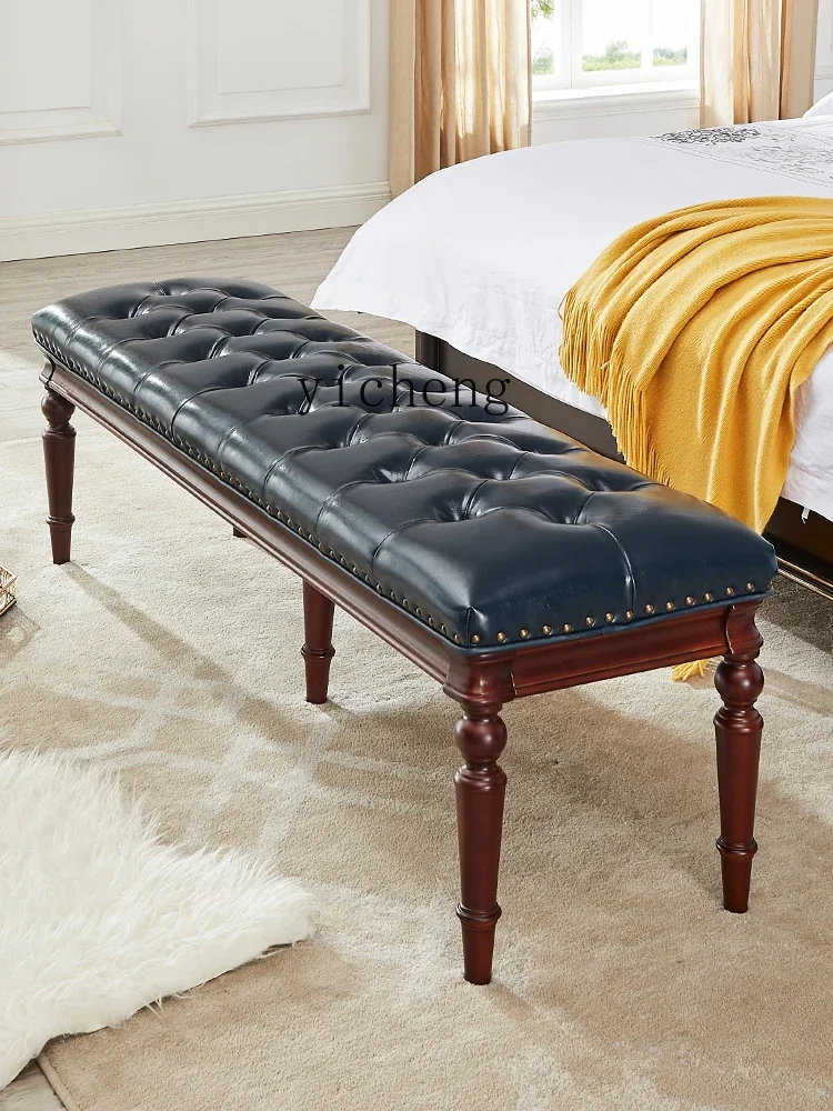 

U5.13 bedroom bedside stool small sofa with backrest solid wood cloakroom stool retro long lady chair