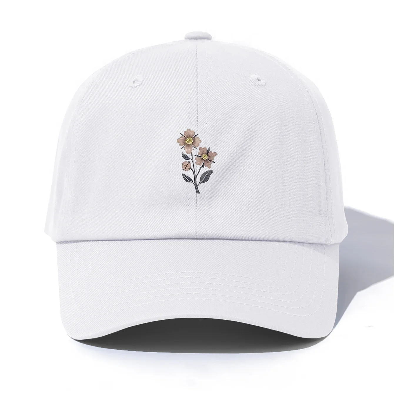 1pc Flower Print  Baseball Cap for Adults,  Minimalist Retro Style Casual Soft Adjustable Dad Hat, Perfect As Gift