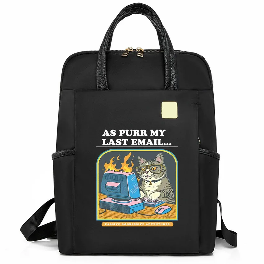 

Рюкзак для ноутбука с принтом «Кот, играющий в компьютерные игры», регулируемые плечевые ремни, многофункциональный школьный рюкзак, женская сумка