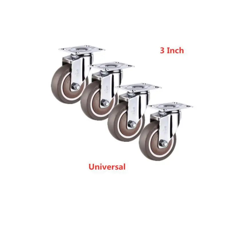 

(4 Packs) 3 Inch Universal Caster Rubber Mute Light Furniture Medical Shelf Wheel