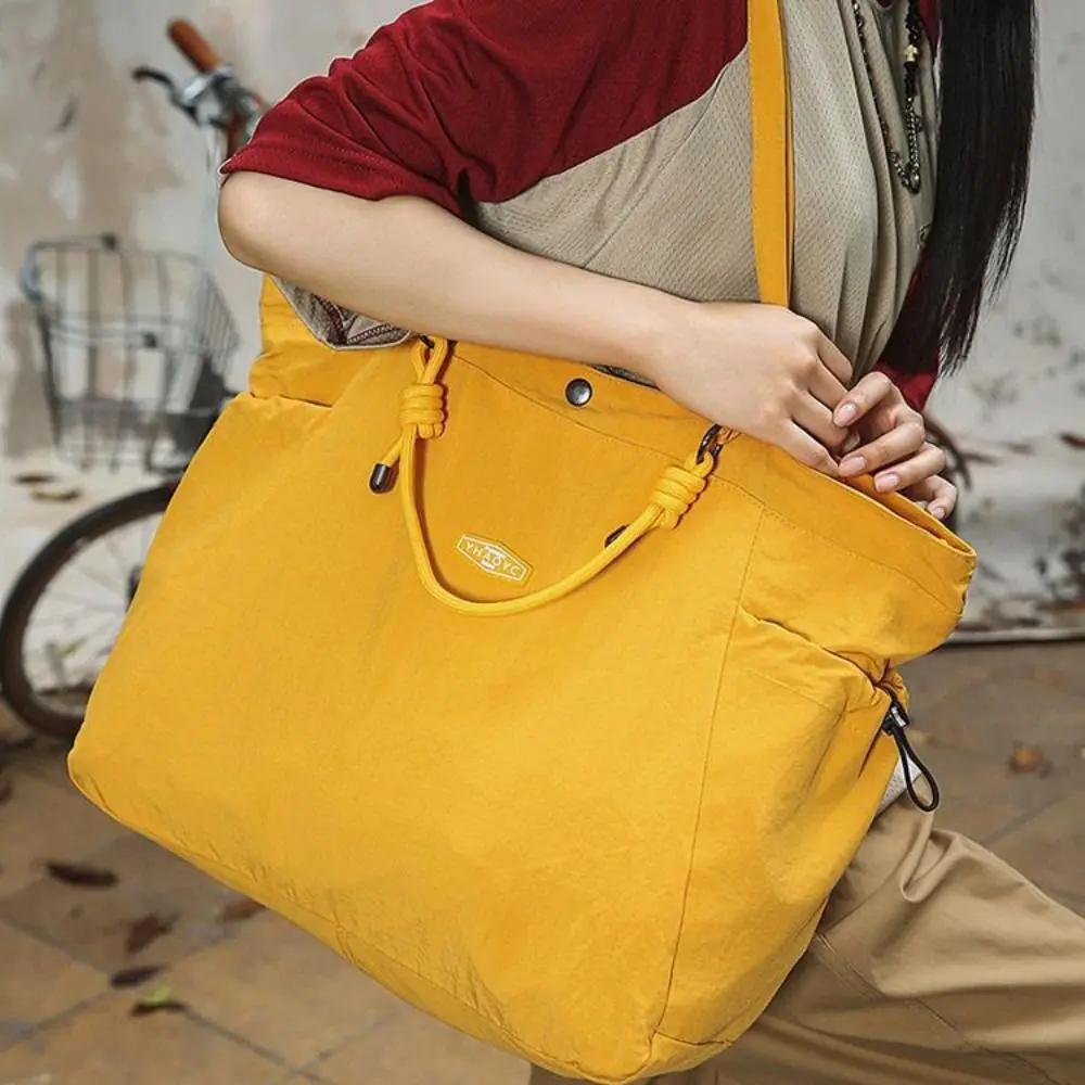 กระเป๋าโท้ทไนลอนลำลองสไตล์เกาหลี กระเป๋าถือแบบเชือกไนลอนน้ำหนักเบา เป็นมิตรกับสิ่งแวดล้อม จุของได้เยอะ กระเป๋าสะพายไหล่ไนลอนสำหรับผู้หญิง