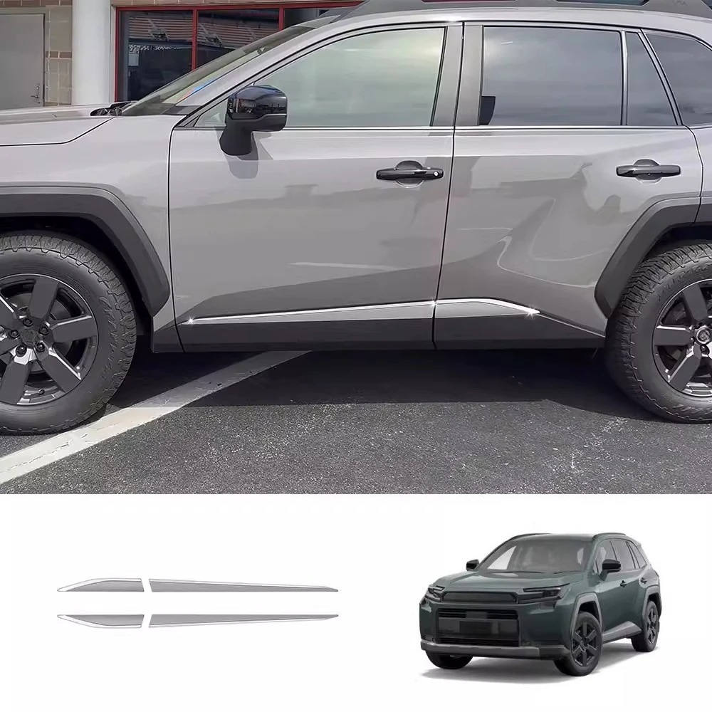 

For Toyota RAV4 2026 Car Body Trim Strips Stainless Steel Door Edege Protector Side Skirt Decoration Sticker Accessories
