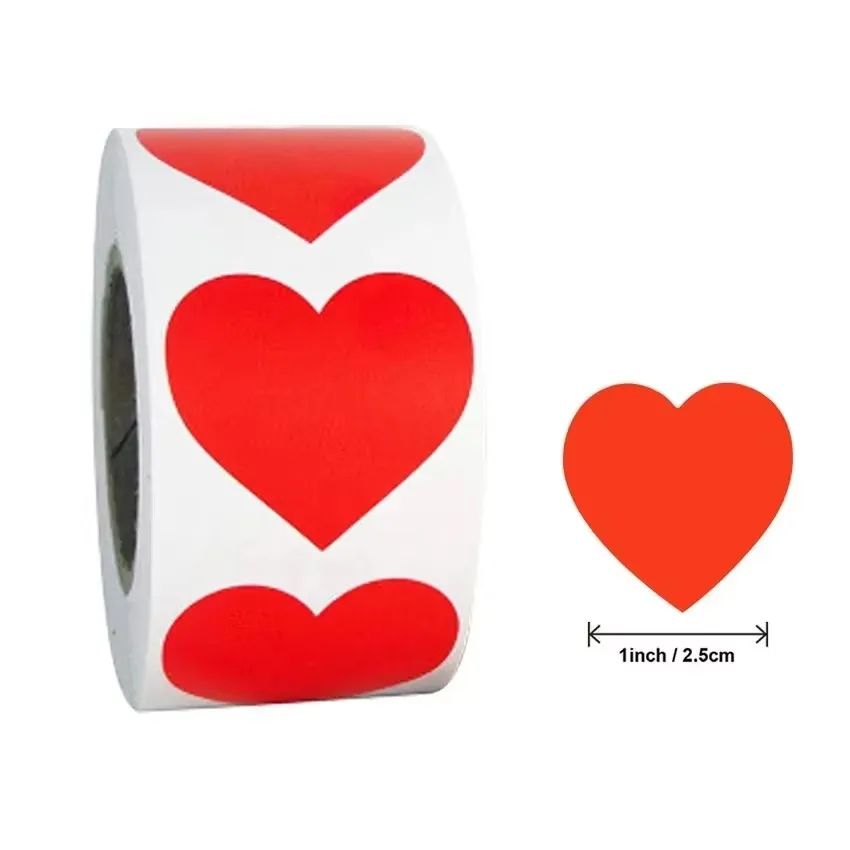 500pcs Heart Shape Color Stickers Seal Labels for Scrapbooking Valentine's Day Wedding Decoration Stationery
