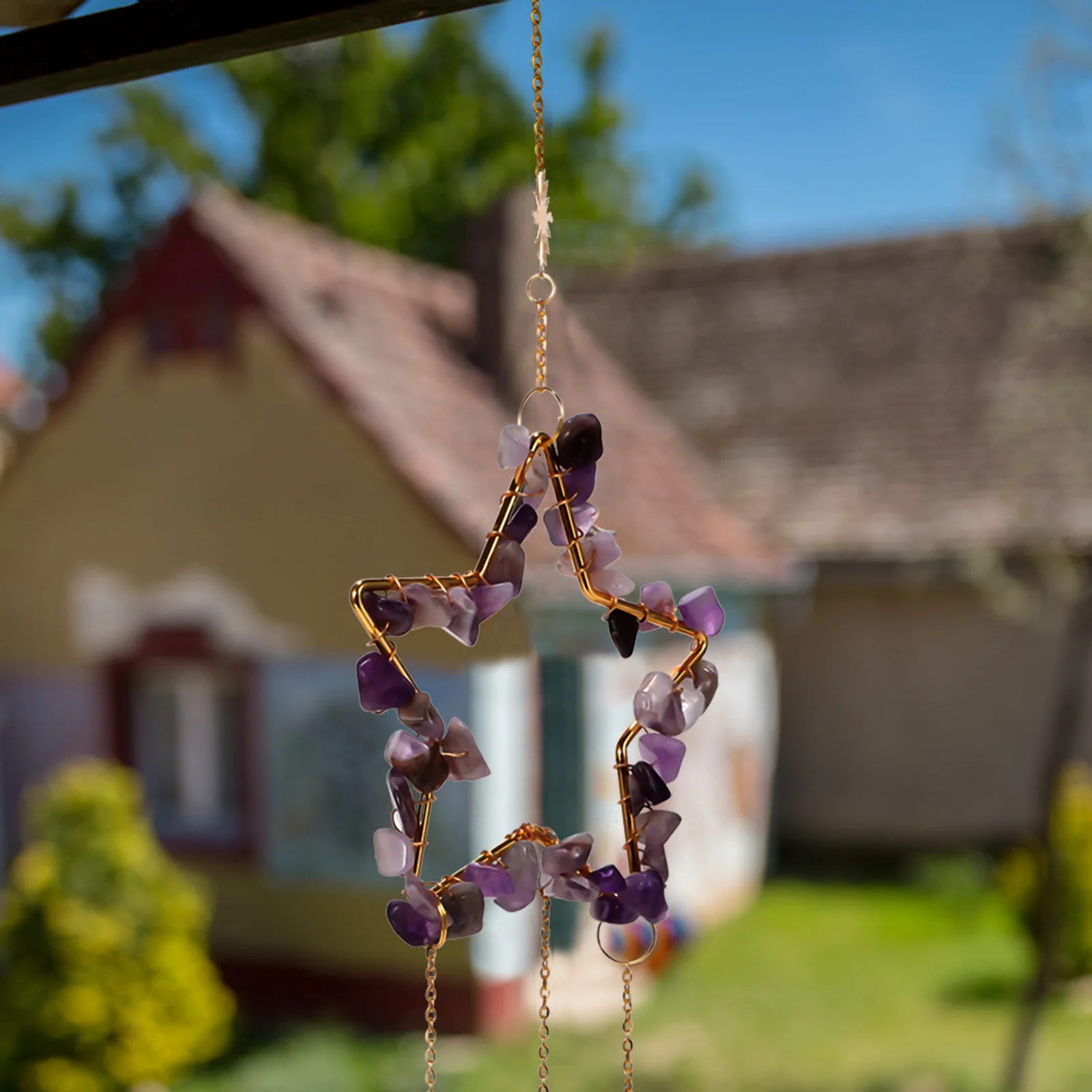 

Crystal Pendant Decoration Colorful Window Hanging Sun Catcher Star and Moon Crystals Chandelier