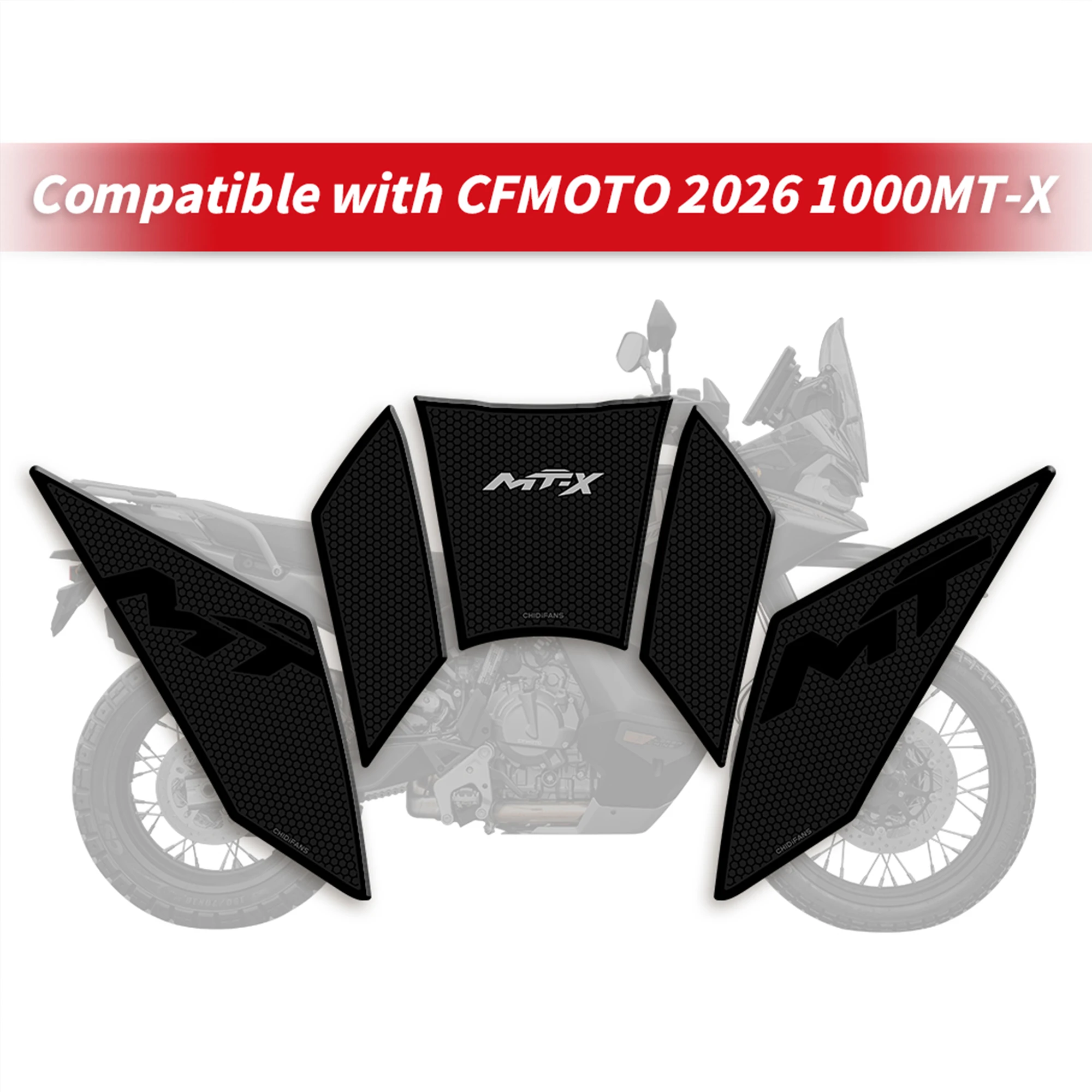 Compatible with 2026 CFMOTO 1000MT‑X Motorcycle Rubber Tank Pad Anti‑Slip Fuel Tank Sticker Protective Modification Accessories