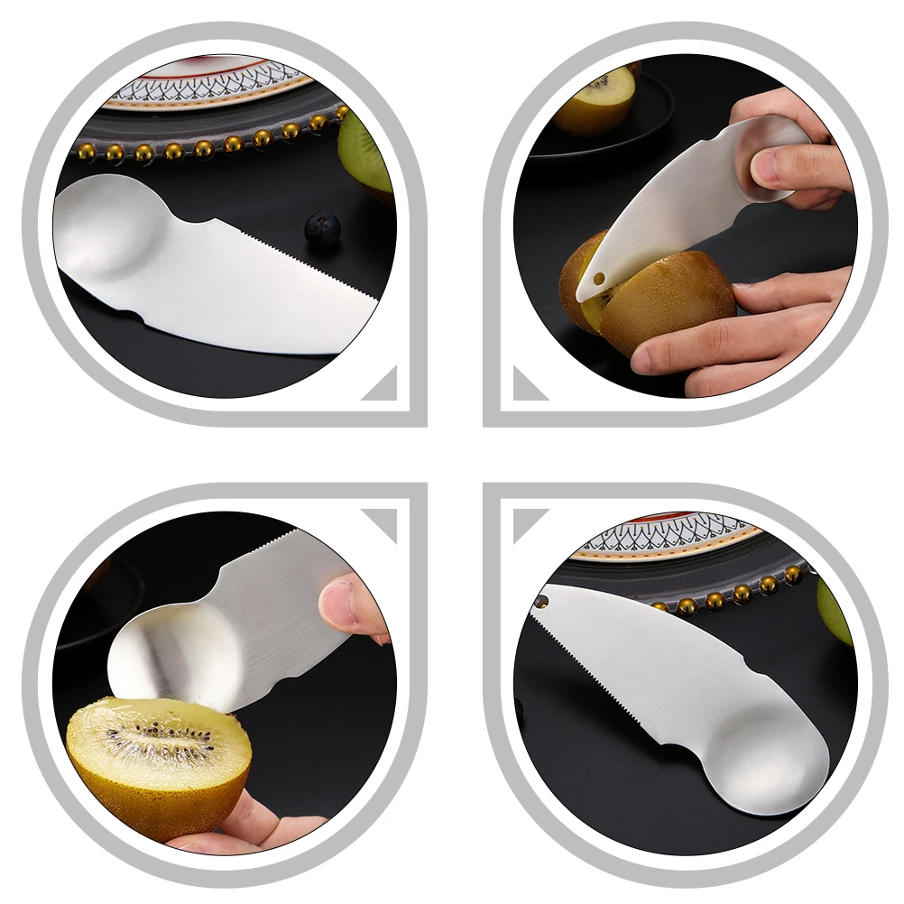 

3 Pcs Kiwi Spoon Fruit Spoons Digging Scoops Peelers Kitchen Gadgets Stainless Steel Avocado Tools Slicers Premium Quality