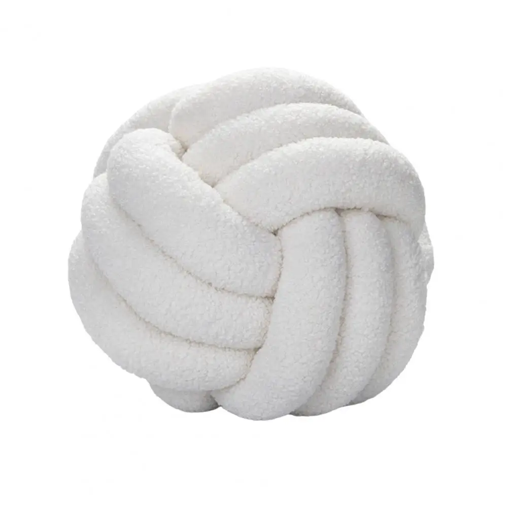 Knotted Ball Throw Pillow Ultra Soft Companionship Decorative Hand-woven Knotted Ball Lamb Velvet Sofa Cushion for Bathroom