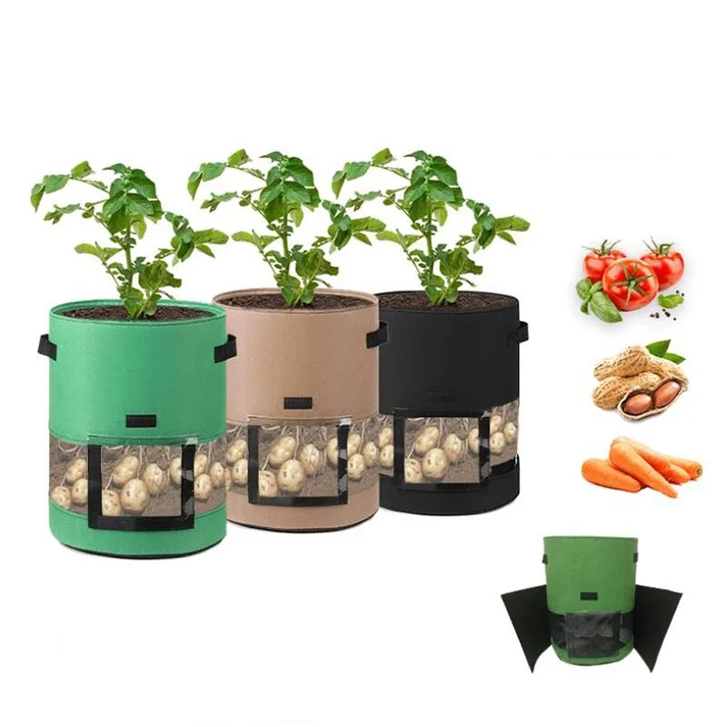 7/10 Gallon New Potato Plant Grow Bags With Window Home Garden Pot Greenhouse Vegetable Growing Bags Jardin Vertical Planter E2