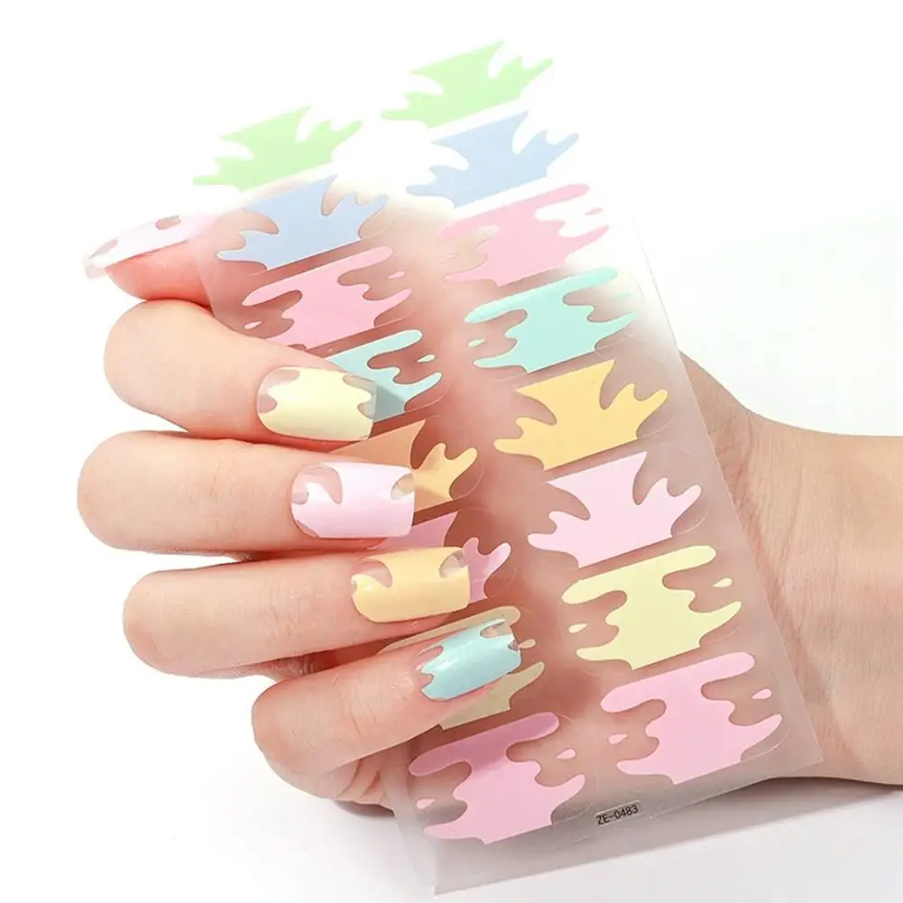 16 dicas de cobertura completa adesivos de unhas verão colorido bolinhas esmalte decoração sorvete auto adesivo arte do prego adesivo