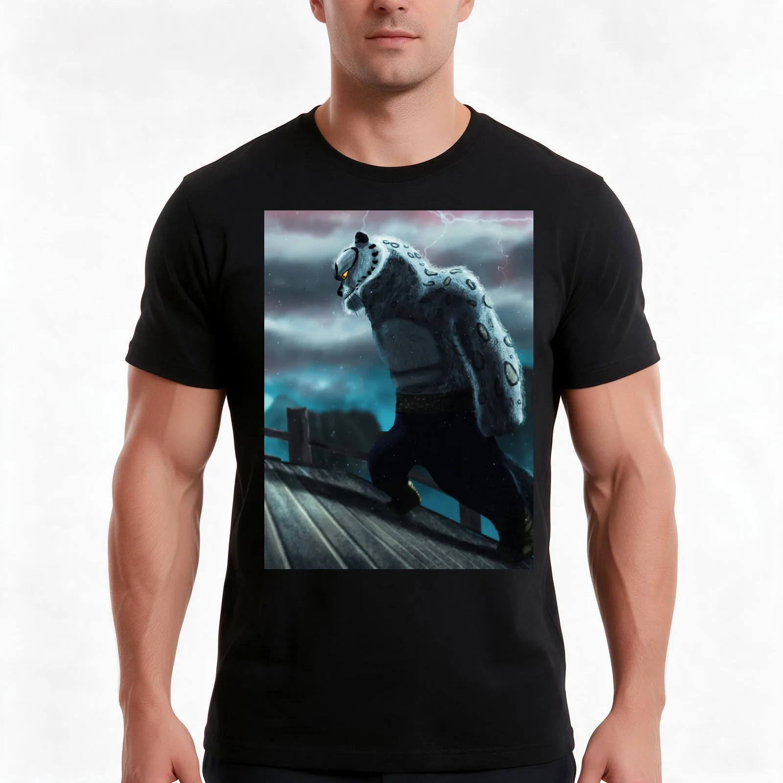 Tai Lung T-Shirt, Summer Casual Cotton Tee, Oversized Streetwear Tops, Vintage Graphic Print, Loose Fit Short Sleeve