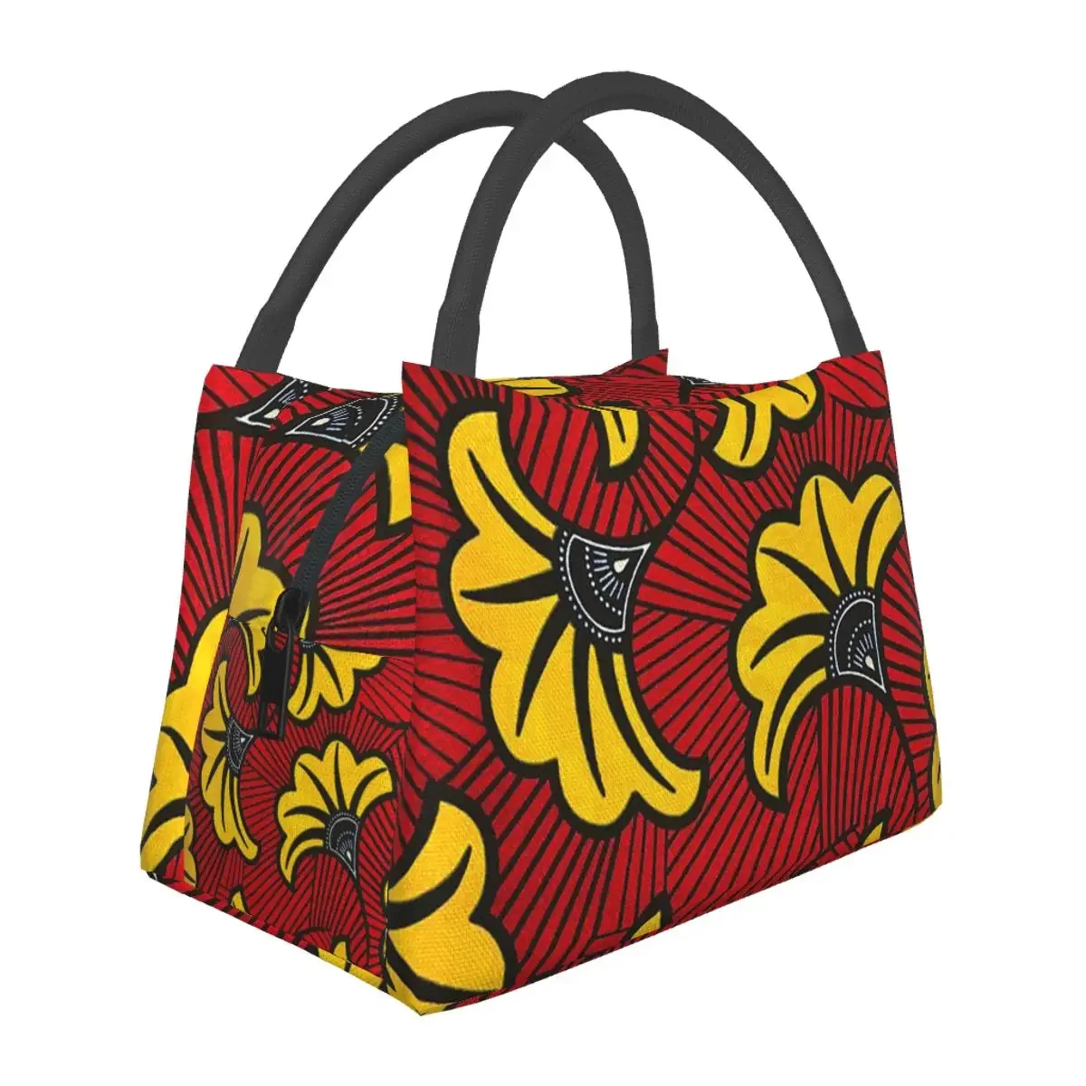 African Ankara Wax Print Insulated Lunch Bag for Women Kids Portable Food Boxes Thermal Lunch Box Tote