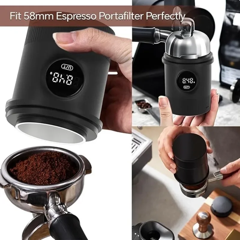 Coffee Scale Cup Electronic Powder Dosing Cup Fits 58mm Portafilters Rechargeable Espresso Scale with LED Display Kitchen Use