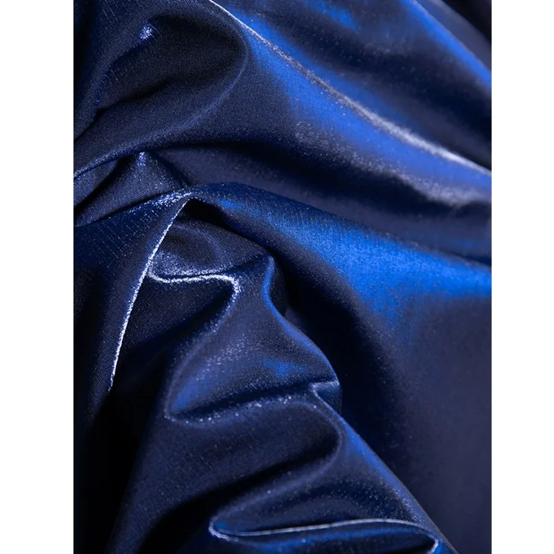 Royal Blue Gradient Thickening Bright Silk Down Jacket Cotton-padded Jacket Fabric Glitter Cotton Windbreaker Jacket Coat