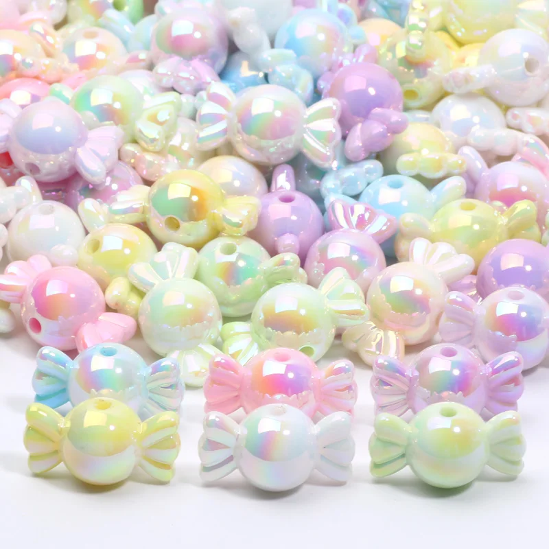 10pcs Gradient Color Sweets Acrylic Beads Loose Spacer Beads For Jewelry Making DIY Bracelet Necklace Earring Charms Handicrafts