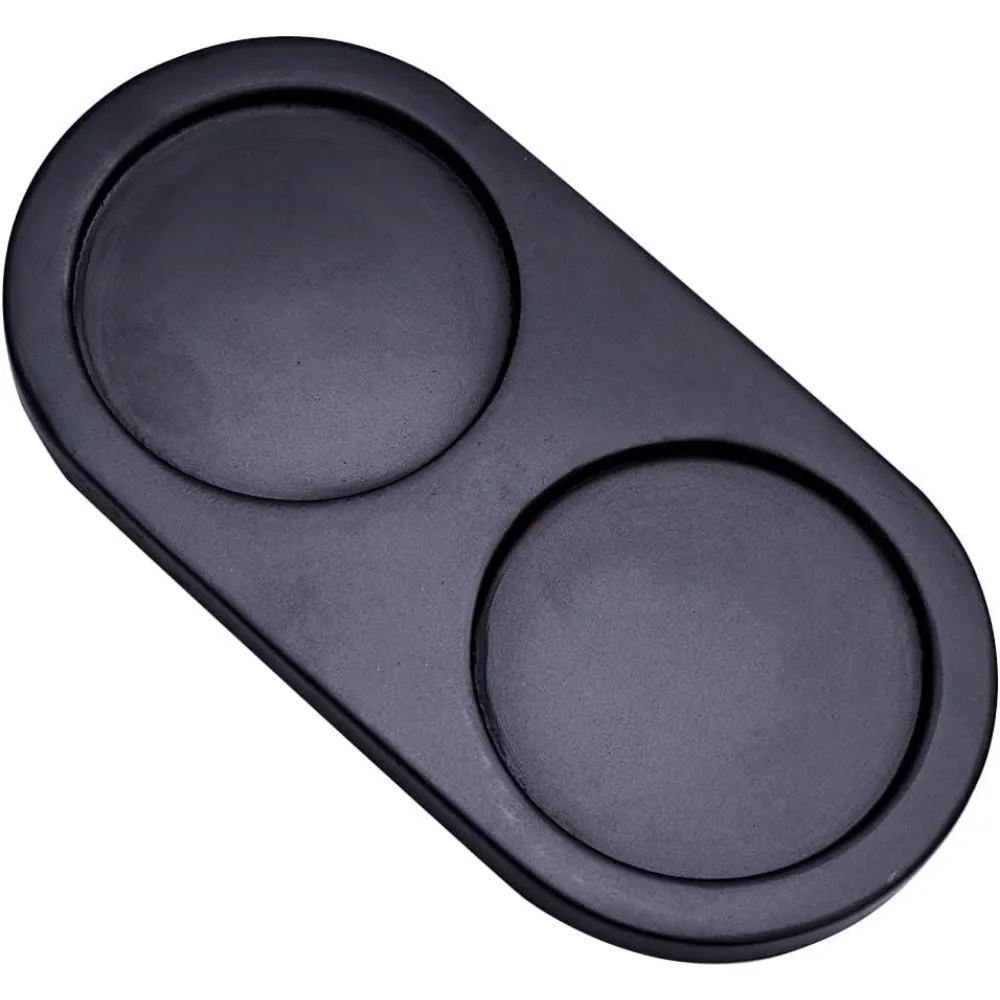 Bandeja de molino de sal y pimienta de madera negra, bandeja de madera de Acacia, soporte para molino de pimienta, molinos y agitadores, soporte para molinillo de sal y pimienta para 2 molinos
