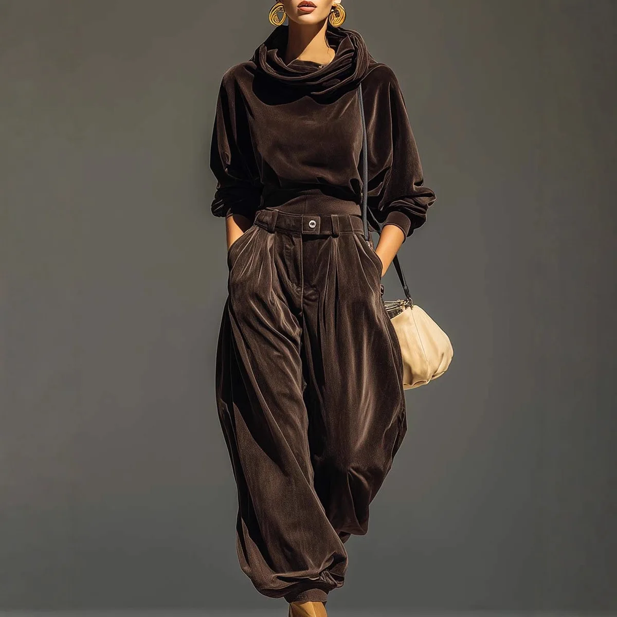 

New Fashion Hooded Sweatshirt + Wide Leg Pants Two-piece Sets Women Spring Casual Loose Solid Color Top And Pants Suit For Women