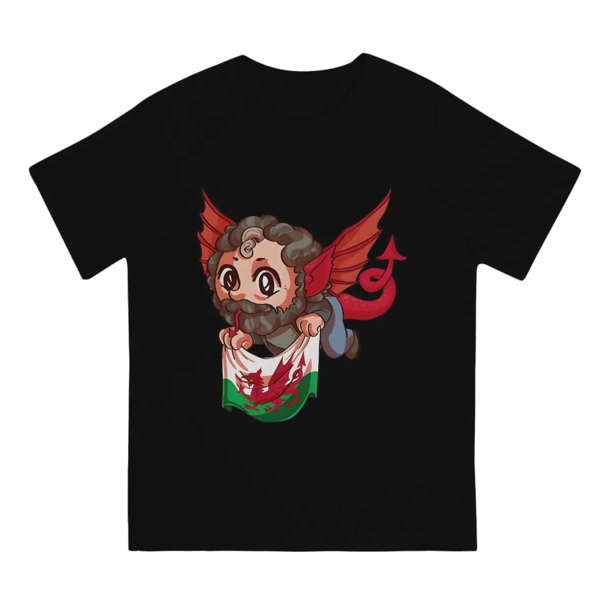 Welsh Cool Dragon Tiny Sheen T Shirt Polyester Grunge Men Tees Summer Clothing Harajuku Crewneck TShirt