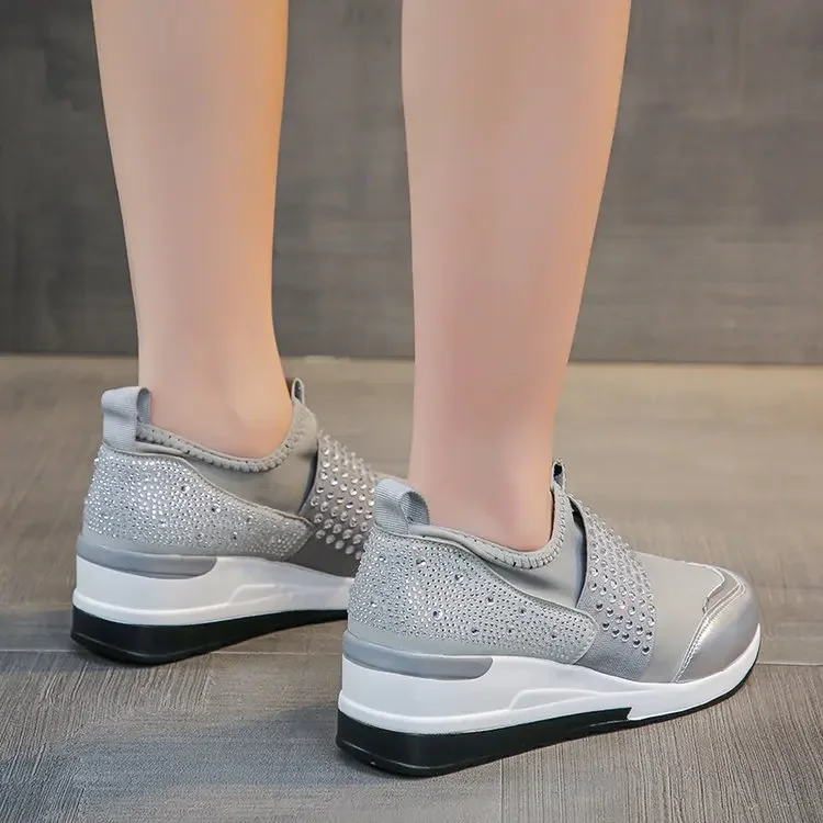 2024 New Fashion Spring and Autumn Women Round Head New Simple Women\'s Shoes A Slip-on with Drill Light and Comfortable