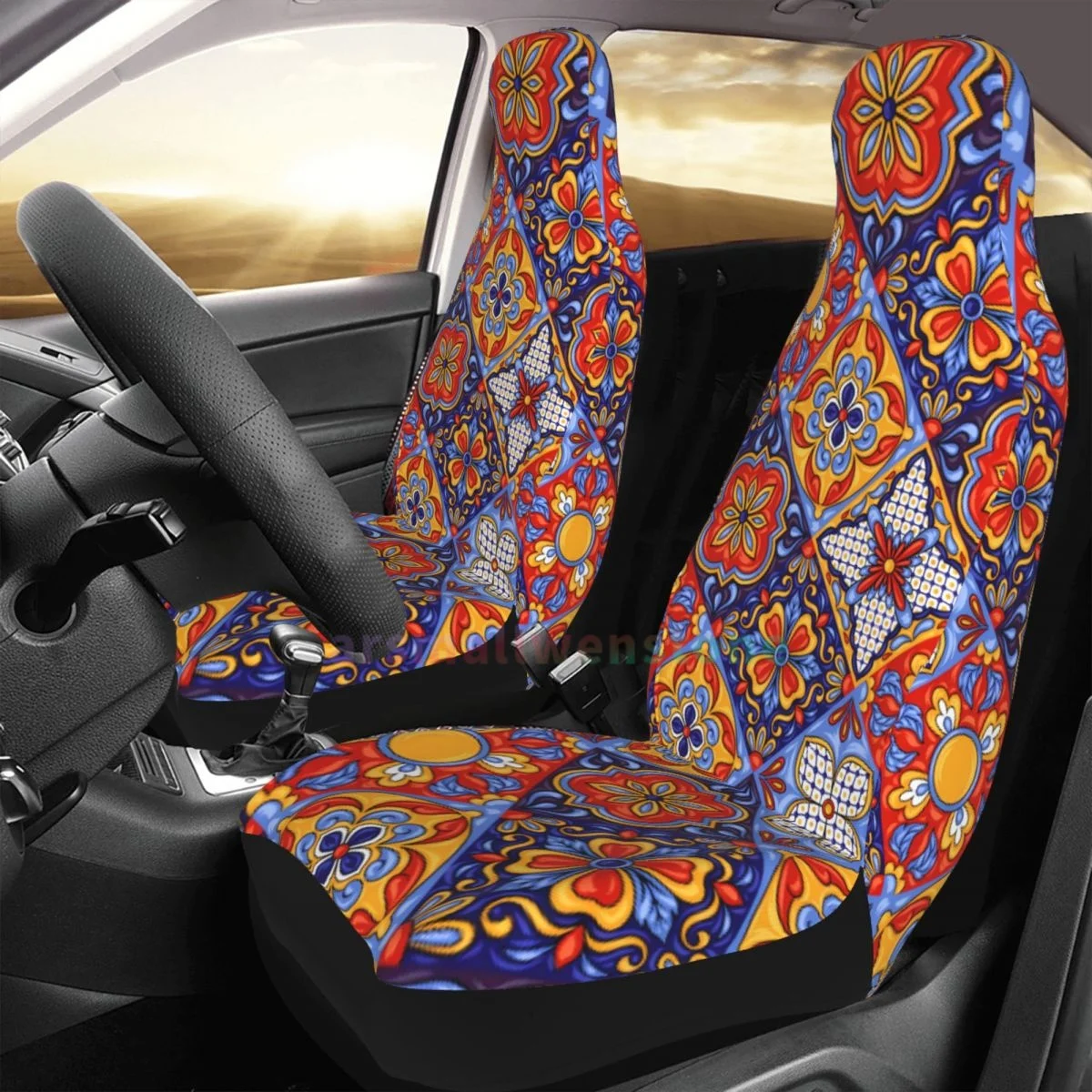 Funda para asiento de coche Mexican Talavera, 2 uds., funda protectora antiincrustante y práctica, estilo único