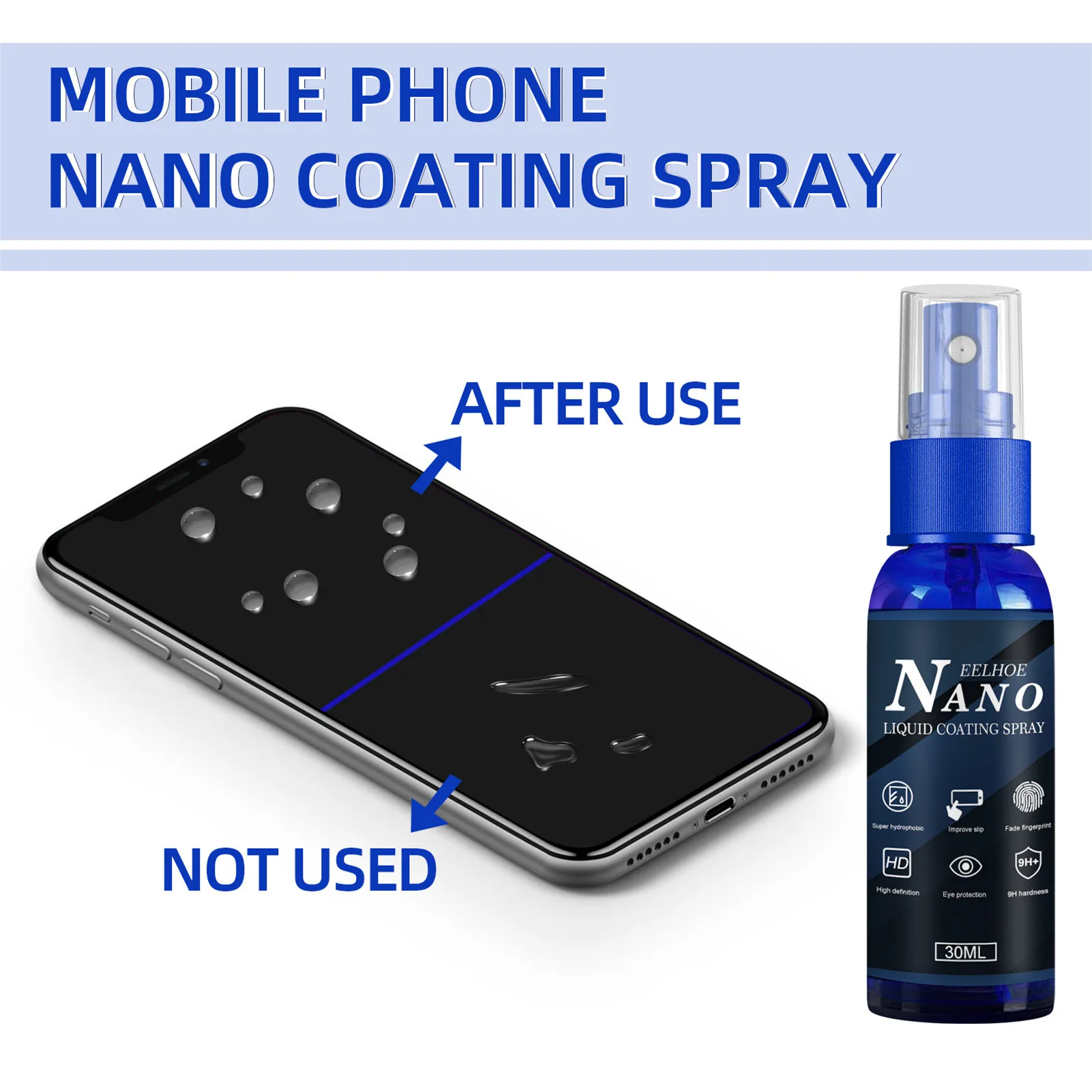 Screen Protector Spray Hydrophobic Polish Liquid Coating Protection Spray Anti-Fingerprint NanoCoating Spray for Mobile Phones