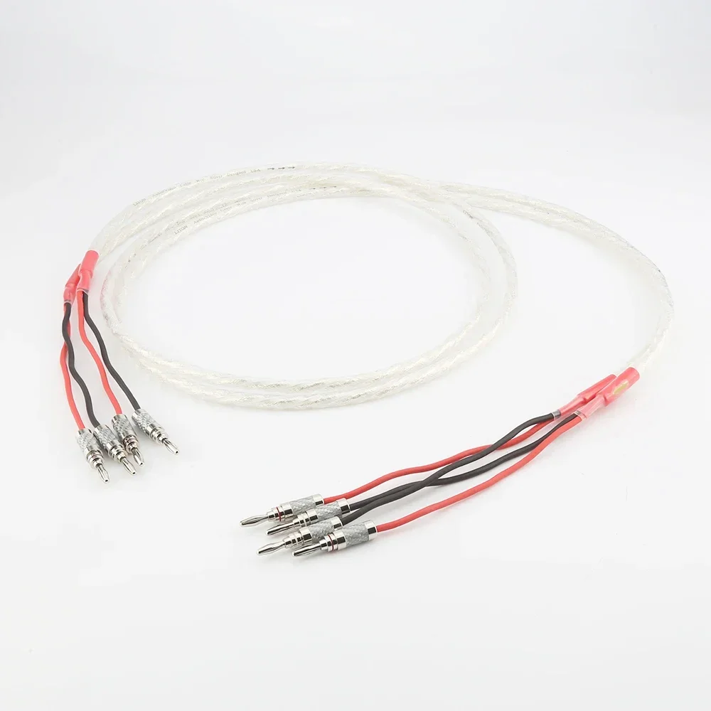 AS220 Pair 6N OCC silver plated HiFi Speaker Cable High-end Amplifier Loudspeaker Cables Banana Spade plug Wire Line