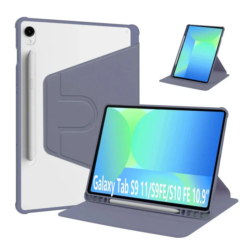 

For Samsung GalaxyTab S10 FE 10.9 inch 2025 SM-X520 Rotation Cover for Tab s9 fe 10.9" S9 11inch Case With Pencil Holder Funda