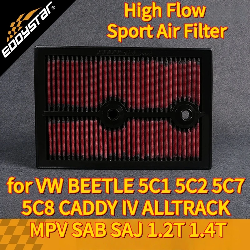 

Спортивный воздушный фильтр с высоким расходом для VW BEETLE 5C1 5C2 5C7 5C8 CADDY IV ALLTRACK MPV SAB SAJ 1.2T 1.4T Моющиеся гоночные впускные фильтры