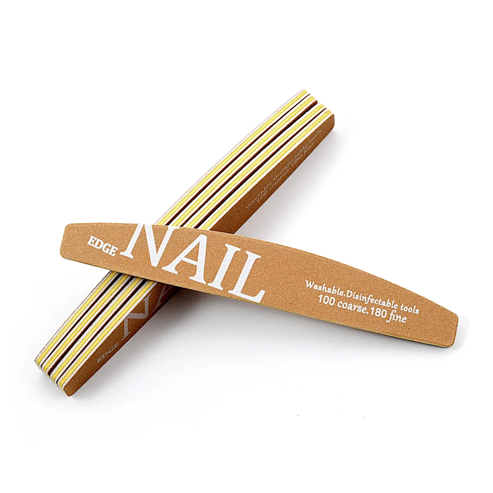 24/10/5Pcs/Lot Professional Nail Files Half Moon Design 100 /180 Grit Curved Double Sided Nail Art File Buffer Gel Removal Tool