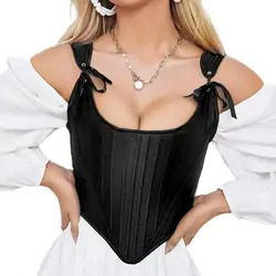 Tie-up Fit Satin Corset Tops for Women Body Shaper Bodice Vest Vintage Bone Camisole Slim Shapewear Renaissance Bustier Tank Top