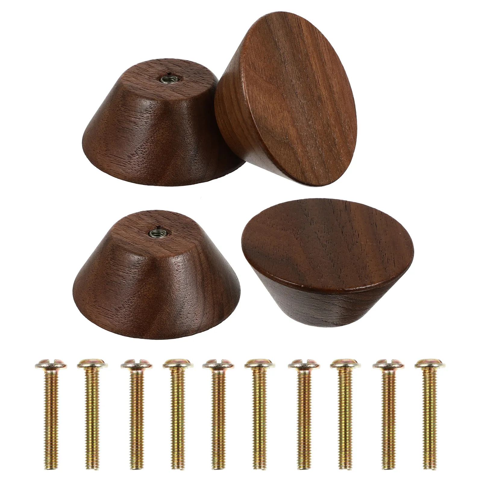 4Pcs Wooden Cabinet Handles Drawer Pulls Knobs for Cupboards Doors Dressers Furniture Solid Wood Easy Install Scratch Resistant