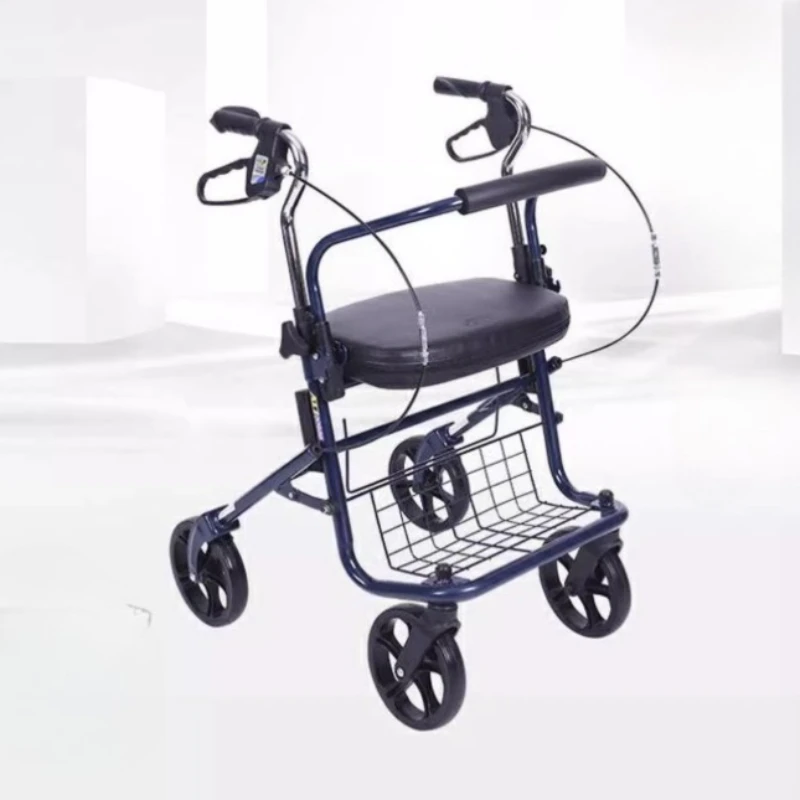 

Steel Frame Adjustable Height Elderly Walkers, 6" Tires, Ergonomic Handles -Supports Up To 300 Lbs Rollator Walker for Seniors