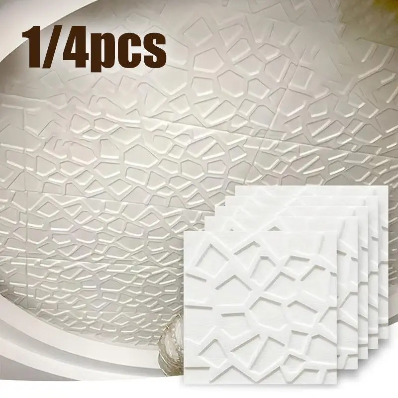 1/4Pcs 3D Foam Ceiling Wall Stickers, Self‑Adhesive Anti‑Collision Waterproof Peel‑and‑Stick Wallpaper for Bedroom Decor