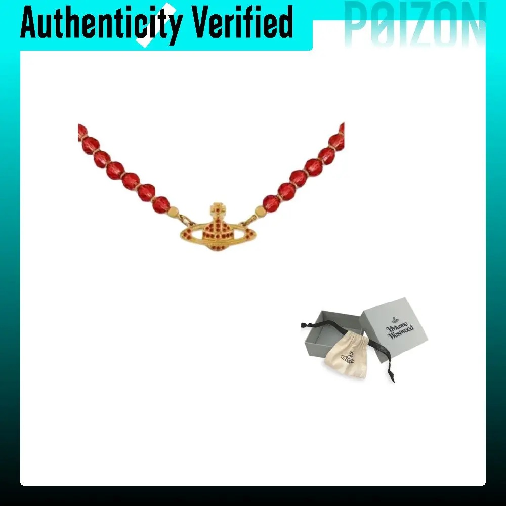 Vivienne Westwood Agate, Alloy, Artificial Gemstone, Semi Precious Stone Necklaces Unisex Red 6303002F02R822