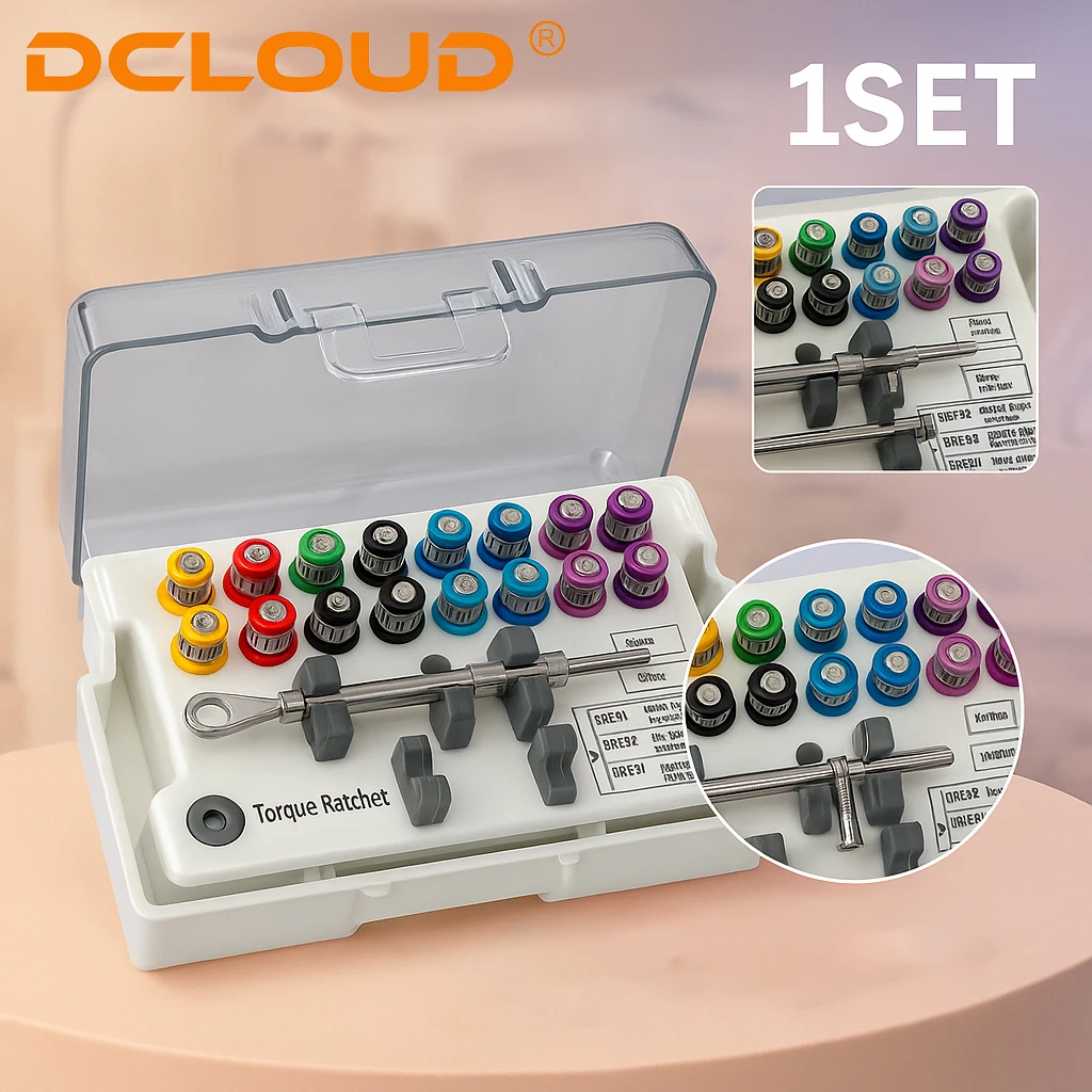 

Dental Implant Torque Wrench Ratchet 10-70NCM with 16Pcs Screw Driver Colorful Torque Universal Restoration Tools Kit