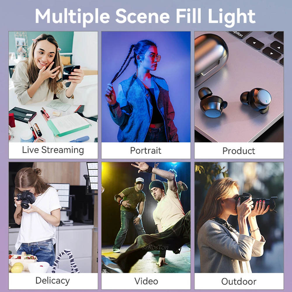 Video Led Light Photography Selfie Dimmable Video Fill Light for Photo Studio Live Stream Fill Lamp for Tiktok Youtube