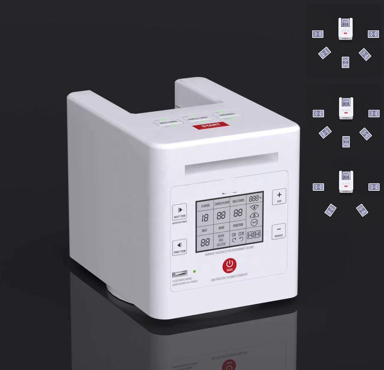 2025 Hot Sale 360° Rotating 2 Decks Auto Card Wireless Distribution ABS Material Poker Dealer Machine